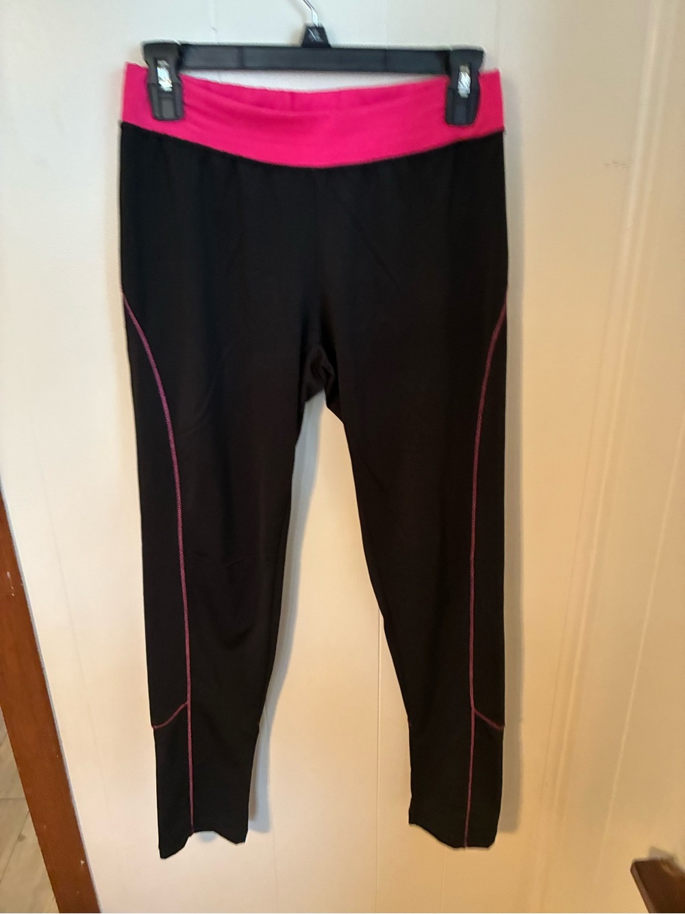 Love Nation Black Leggings with Hot Pink Waistband
